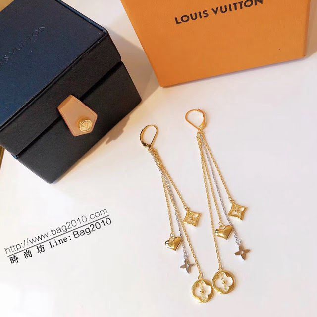 Louis Vuitton新款飾品 路易威登流蘇耳鉤 LV四葉草鏤空鏈條耳吊耳環耳釘  zglv1963